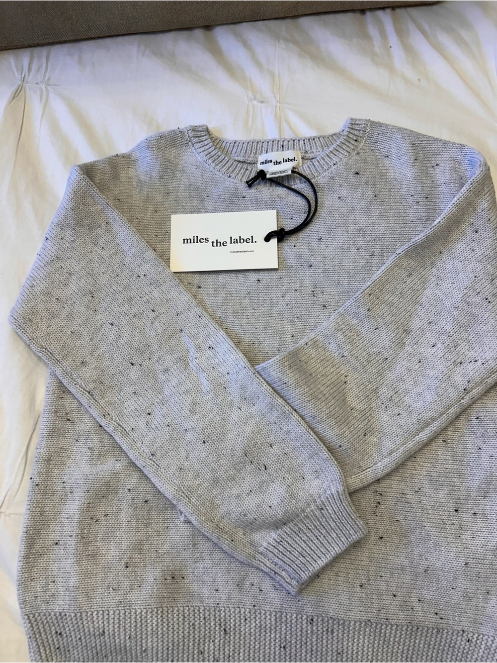Miles the Label Kids Light Gray Speckled Crewneck Sweater